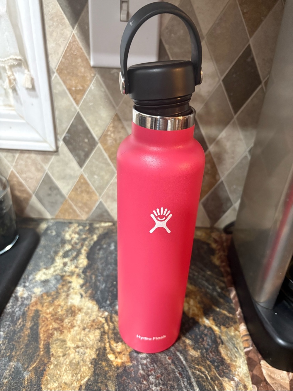 Hydro Flask Bright Pink Water Bottle with Black Handle 24oz